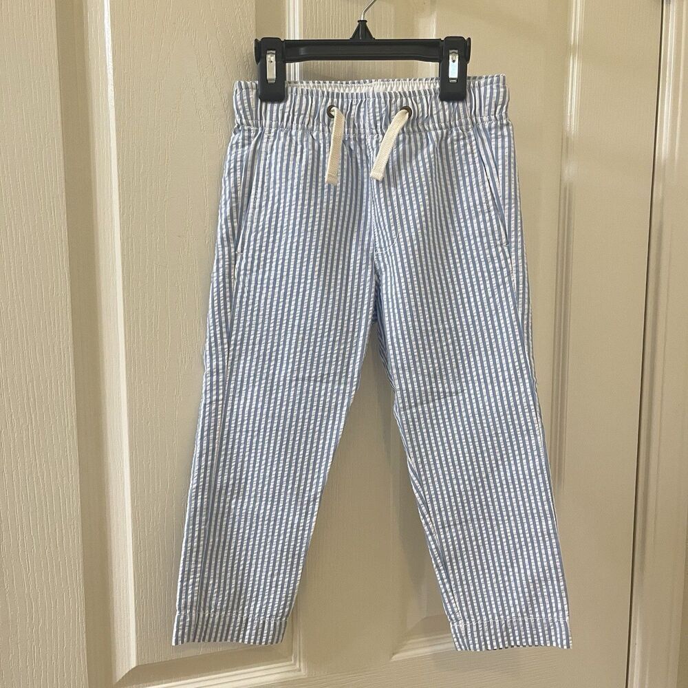 Crewcuts J.Crew Blue Seersucker Relaxed-Fit Pull-On Pants Cotton Boys Size 4